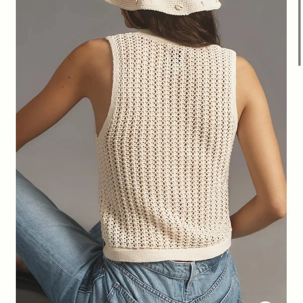 Maeve Anthropologie Knit Crochet Boho Festival Coastal Size Large - Picture 2 of 6